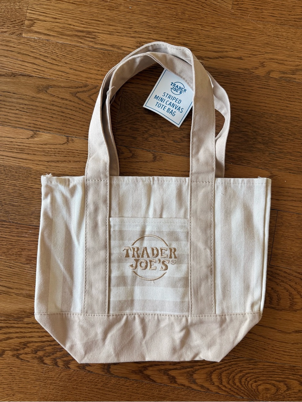 NWT Trader Joe’s Mini Canvas Tote Bags - Beige Stripe Summer 2026